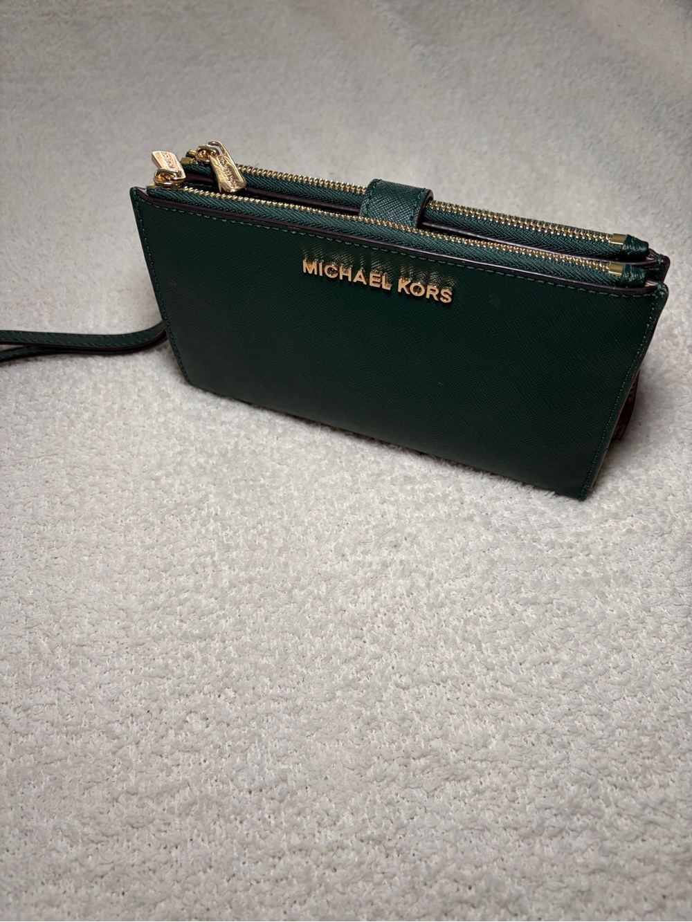 Michael Kors Forest Green Leather Wallet with Gold Hardware